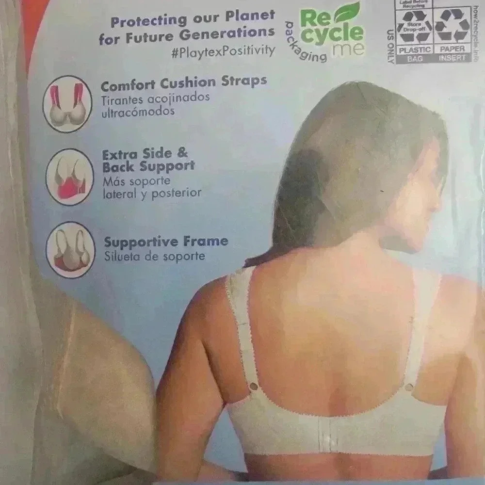 Playtex 18 Hour Bra 4693 Beige Tan 38C Comfort Cushion Straps Wireless Tagless - Picture 5 of 6